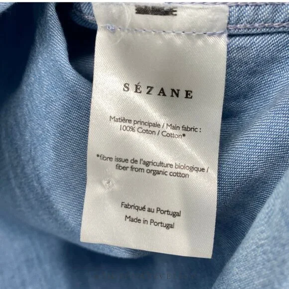 Sézane Women's Servanne Button Down Long Sleeve Shirt | 36 (4) | Chambray Denim - Picture 13 of 16